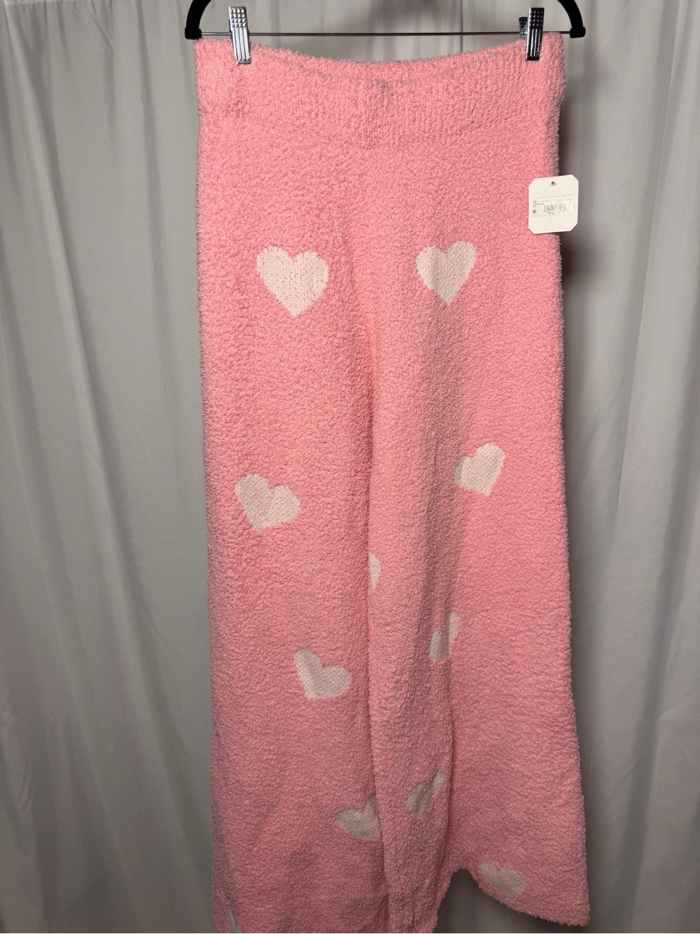 Altar'd State Pink Heart Fuzzy Pajama Bottoms